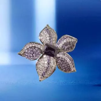 Фиолетово-зеленая брошь-цветок для женщин, изысканный дизайн, изысканный корсаж, универсальная булавка Electroplated real gold фиолетовый