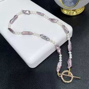 Фиолетовое барочное жемчужное ожерелье для женщин, новый стиль, легкая роскошная французская цепочка на ключицу, ювелирные изделия 41cm-50cm