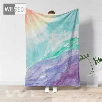 Фиолетовое одеяло для девочек, детское пушистое волосатое одеяло Kawaii для кровати, абстрактное акварельное фланелевое флисовое одеяло 80x100cm