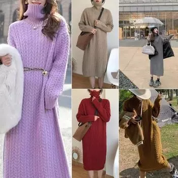 Фиолетовое платье-свитер с французским переплетением для женщин one size фиолетовый