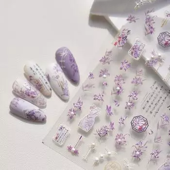 Фиолетовые цветы ириса Цветы Наклейки для ногтей Маникюрные украшения Цветы Украшения для ногтей Маникюрный салон