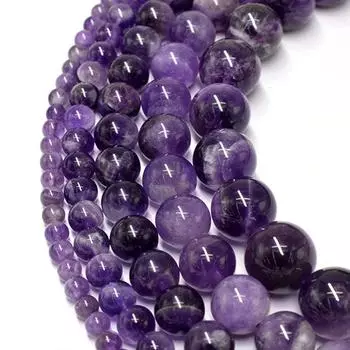 Фиолетовые хрустальные бусины, круглые каменные бусины, 15 дюймов, нить 4/6/8/10/12 мм для изготовления ювелирных изделий, модные аксессуары «сделай сам» Dia 4mm