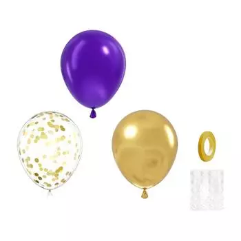 Фиолетовые и золотые шары, 60 12-дюймовых фиолетовых хромированных золотых шаров и шаров с конфетти для украшения свадебной вечеринки в день выпускника One Size