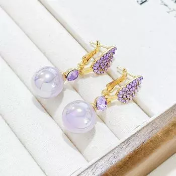 Фиолетовые изысканные супер-вспышки искусственный жемчуг серьги-гвоздики, простые и универсальные легкие роскошные модные серьги для женщин, модные украшения для ушей