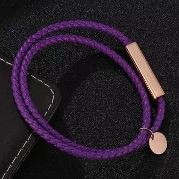 Фиолетовые кожаные браслеты для женщин Модные подвески Браслеты-обертки Модная бижутерия 165mm фиолетовый