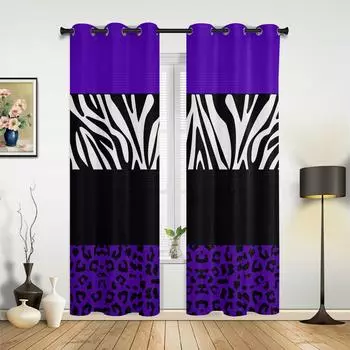 Фиолетовые леопардовые полоски зебры шторы для спальни кухонные шторы для гостиной 135W x 60H(cm)