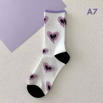 Фиолетовые милые носки детские женские теплые хлопковые носки средней длины осень