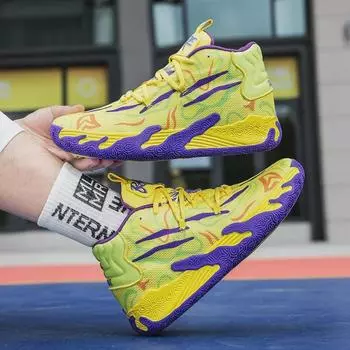 Фиолетовые низкие баскетбольные кроссовки унисекс: Внутреннее и внешнее амортизирующее, нескользящее покрытие 44