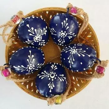 Фиолетовые расписанные вручную праздничные колокольчики для коров с джутовыми веревками, набор из 5 шт.