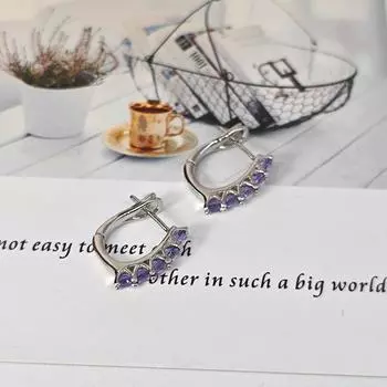 Фиолетовые серьги из серебра 925 пробы, модные серьги с танзанитом диаметром 2 мм для женщин фиолетовый