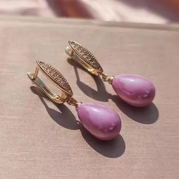 Фиолетовые серьги-капли в форме капли с искусственным жемчугом для женщин, новинка 2024 года, модные серьги, модные вечерние украшения, свадебные аксессуары фиолетовый
