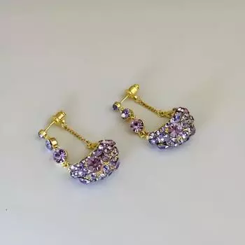 Фиолетовые серьги с позолотой 18 карат, модные женские серьги из серебра 925 пробы с цирконием 2 мм 1 мм