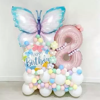 Фиолетовые воздушные шары-бабочки с цифрами 0-9, 32-дюймовые гигантские розовые воздушные шары с днем рождения, детские украшения на день рождения для девочек Number 0