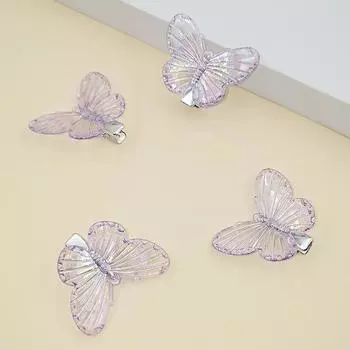 Фиолетовые заколки-бабочки для волос для девочек, заколки для волос, женские милые украшения для волос, радужные головные уборы, аксессуары для волос