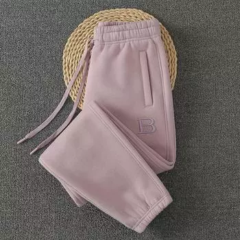 Фиолетовые зимние утепленные повседневные женские брюки-джоггеры спортивные штаны Purple(Fleece-lined paragraph) XL code pants