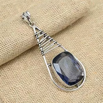 Фиолетовый аметист, драгоценный камень, стерлинговое серебро 925 пробы, необычный кулон ручной работы, ювелирные изделия, рождественский подарок 2.75 Inches фиолетовый