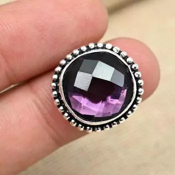 Фиолетовый аметист драгоценный камень стерлингового серебра 925 пробы ручной работы свадебный подарок ювелирные изделия для нее 4 фиолетовый