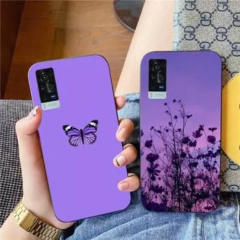 Фиолетовый эстетический чехол для телефона VIVO Y95 Y93 Y31 Y20 V19 V17 V15 Pro X60 NEX, мягкий черный чехол для телефона VIVO Y95
