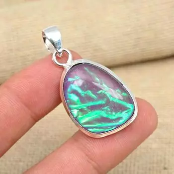Фиолетовый австралийский тройной опал, драгоценный камень, ювелирные изделия ручной работы из стерлингового серебра 925 пробы, красивый кулон 1.57 Inches фиолетовый