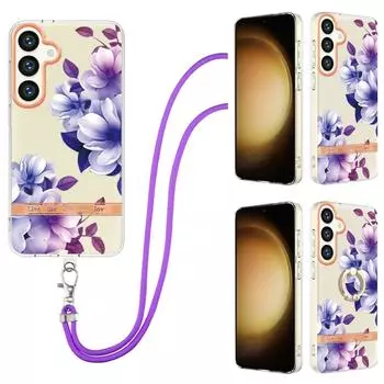 Фиолетовый бегония со съемным ремешком с пряжкой или кольцом против падения или гладким дизайном Прозрачный чехол для Samsung iPhone Xiaomi Redmi Oppo Moto Nokia... Motorola Edge 20 Pro