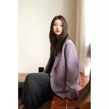 Фиолетовый блейзер женский весенне-осенний дизайн Sense твил ретро повседневный и тонкий маленький костюм S