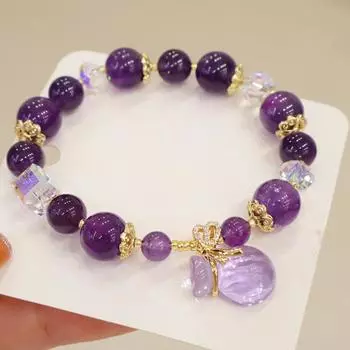 Фиолетовый браслет с подвеской в виде капли воды, креативный браслет с цветочной бахромой, ювелирные изделия, подарки lucky bag