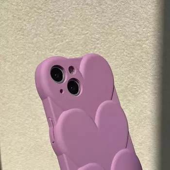 Фиолетовый чехол для Iphone 13 Pro Max 12 11 Promax, мягкий силиконовый 3d Love Three Heart, силиконовый мягкий противоударный чехол для телефона, чехол в виде ракушки For iphone 12promax