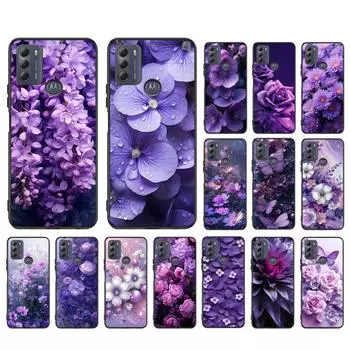 Фиолетовый цветочный чехол для телефона Moto G84 G23 G24 G31 G32 G41 G51 G52 G53 G54 G71 G82 G42 G62 G200 G Play G Stylus Moto G71 5G