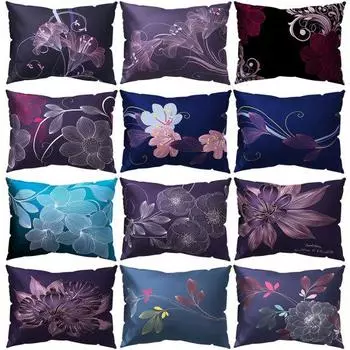 Фиолетовый цветочный принт, наволочка, чехол для подушки, диван-кровать, украшение для автомобиля, кафе