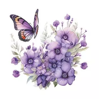 Фиолетовый Цветок Бабочки Наклейка на Туалет Съемная Самоклеящаяся Водонепроницаемая ПВХ Гостиная Стена Искусства Ванная Комната Крышка Унитаза Украшение Наклейка фиолетовый