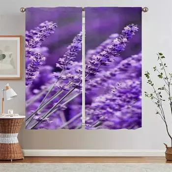 Фиолетовый Цветок Готовые Шторы Дешевые Вещи С Бесплатной Доставкой Для Домашнего Интерьера Шторы Гостиной Шторы Подхваты Кудри Шторы W50xH70cmx2pcs-CL