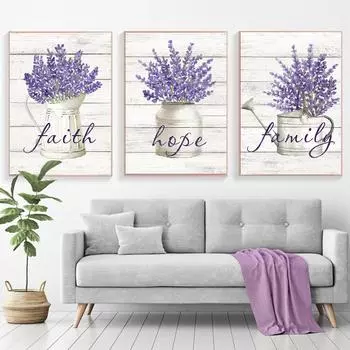 Фиолетовый цветок лаванды, ботанические цитаты, настенная живопись на холсте, принты для ванной комнаты, постер для спальни, декора столовой, фотографии 21X30cm No Frame