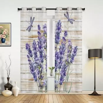 Фиолетовый цветок лаванды стрекоза деревянные шторы для спальни гостиной шторы для кухни детской комнаты оконные шторы домашний декор 135W x 60H(cm) x1