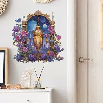 Фиолетовый цветок люстра спальня гостиная крыльцо домашний фон украшение наклейка на стену 39*40CM/fun-f24