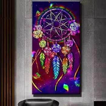 Фиолетовый Фэнтезийный Ловец снов, полная алмазная мозаика, вышивка, алмазная живопись, вышивка крестиком, стразы, картина, большой размер S208 Full Round 20x40CM