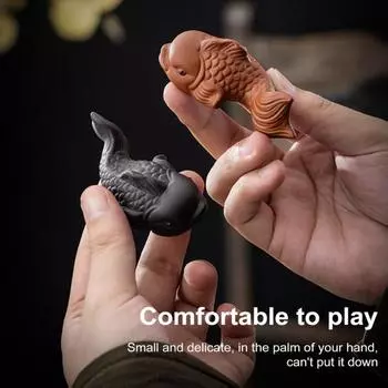 Фиолетовый глиняный карповый чайный сервиз для домашних животных, приносящий богатство, украшение в виде дзен-чайника, маленький, изящный чёрный