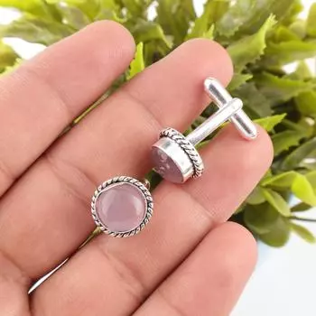 Фиолетовый камень «кошачий глаз» серебро 925 пробы ручная работа ювелирные изделия запонки 0,51 CL-3-23