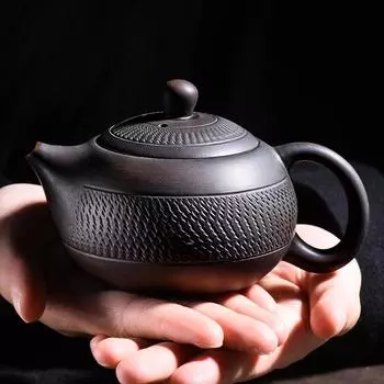 Фиолетовый керамический чайник, керамический чайник для кунг-фу, чайный сервиз, нож для прыжков, горшок для резьбы, одиночный горшок ручной работы