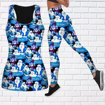 Фиолетовый костюм для йоги с принтом Санта-Клауса для женщин, модные леггинсы для тренировок, спортивные повседневные штаны для фитнеса и йоги XS синий