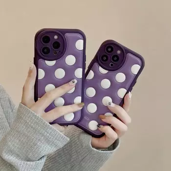 Фиолетовый кожаный круглый чехол для телефона Iphone 11 12 Promax 13 14 Pro Max Plus, мягкий силиконовый защитный чехол For iphone 14