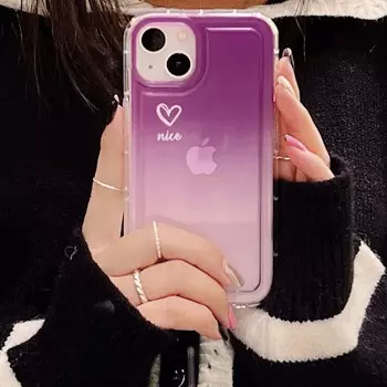 Фиолетовый красивый градиентный чехол для телефона для пары с сердечком на спине для Iphone Xr 13 11 Promax 14 Pro Max Plus Xsmax X 12promax Capa for iphone X XS