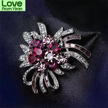 Фиолетовый Кристалл Фиолетовый Брошь Цветок Для Женщин Леди Простой Дикий Пряжка Шарф Девочек Подарки