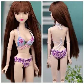 Фиолетовый купальник ручной работы, пляжные бикини, купальные костюмы для кукол Барби, одежда для 1/6 BJD, аксессуары для кукол фиолетовый