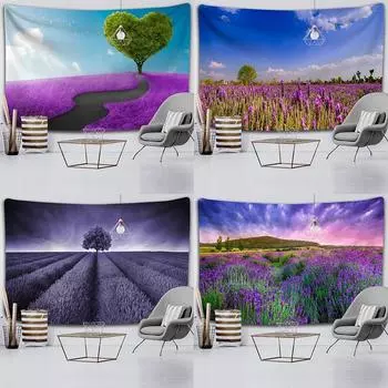 Фиолетовый лавандовый гобелен, украшение для офиса, гостиной, настенный гобелен для дома 100x75cm