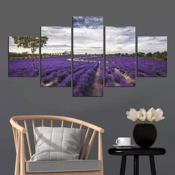 Фиолетовый лавандовый пейзаж Прованса, 5 шт., настенное искусство, холст, постеры, картины для гостиной, спальни, домашний декор, фотографии, украшение 20x35 20x45 20x55cm
