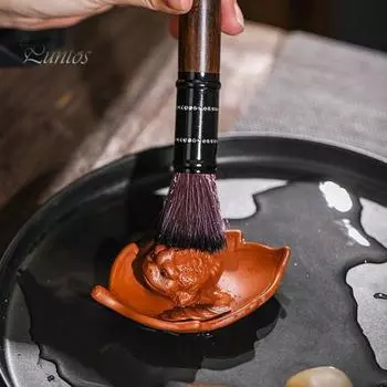 Фиолетовый песочный чайный питомец счастливая золотая жаба фигурка китайский стиль кунг-фу чай аксессуары для любителей чая домашний декор дубильная кора