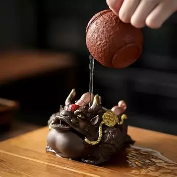 Фиолетовый песок Большая чайная жаба Трехногая золотая жаба Чайная питомец Украшение для чайного стола Украшение Аксессуары для чайной церемонии