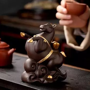 Фиолетовый песок чай украшение для питомца креативный зодиак Чжаоцай лошадь домашний кунг-фу чайный сервиз аксессуары аксессуары Style B