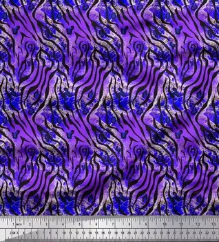 Фиолетовый поли креп Soimoi, ткань для декора из кожи леопарда и тигра, ткань с принтом, 42 дюйма 42 Inch Wide - Poly Crepe фиолетовый