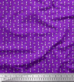 Фиолетовый поли креп Soimoi, ткань с дождливыми облаками и ветровыми колесами, натуральная ткань с принтом по метрам, 42 дюйма 42 Inch Wide - Poly Crepe фиолетовый